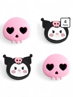 Kuromi Switch Thumb Grip Caps Nintendo Button Cover Cute Kawaii Skull Black Pink